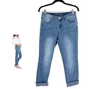 CARTISE High Rise Jeans Embellished w/ Studs & Pearls You Classy Jeans Size 4